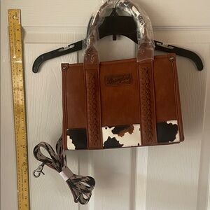 Wrangler Cowhide Pattern Tote in Brown and Black